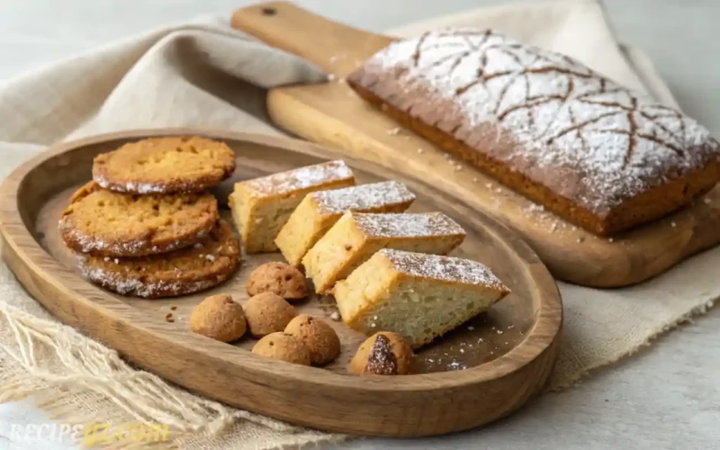 Traditional Greek vegan desserts including semolina halva, tahinopita cake, and fasting-friendly cookies