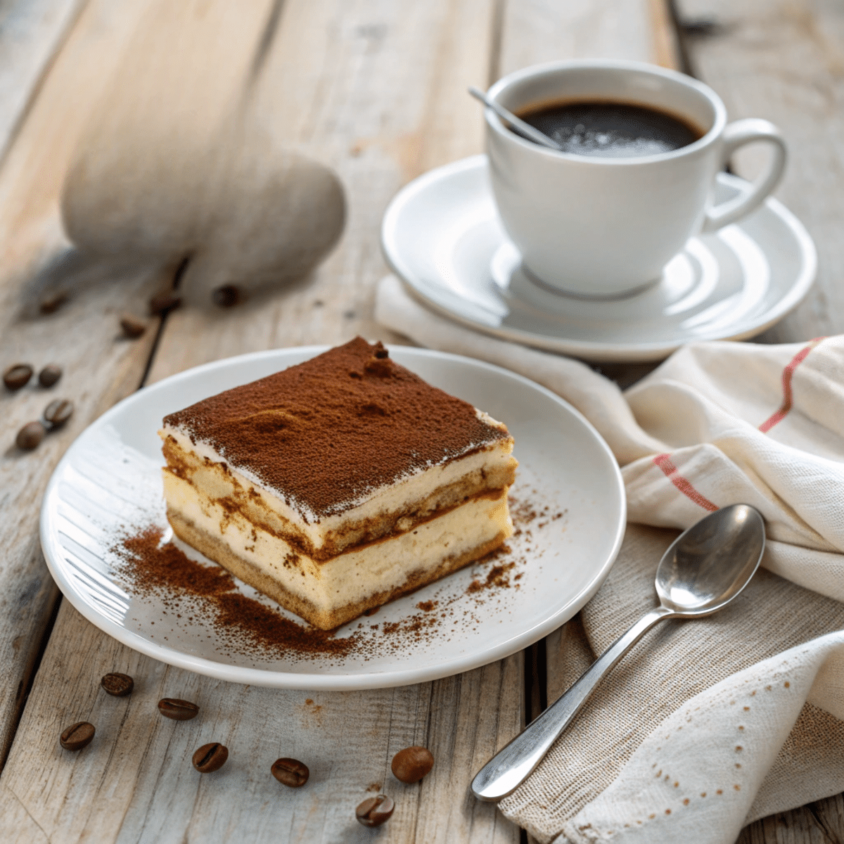 Easy tiramisu recipe with cocoa dusting
