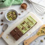 Homemade Dubai pistachio chocolate bar near me with kataifi and pistachio cream