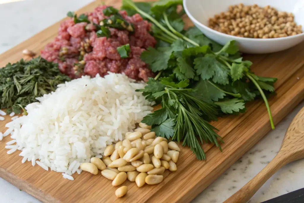 Dolma vs. Dolmades filling ingredients