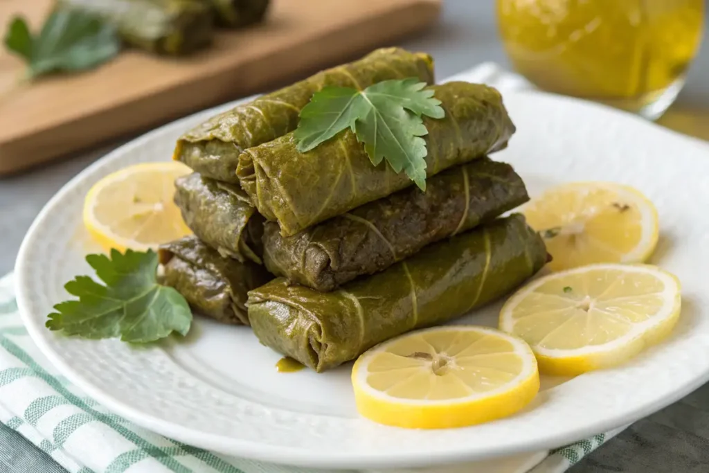 Vegetarian dolma vs. dolmades rolls